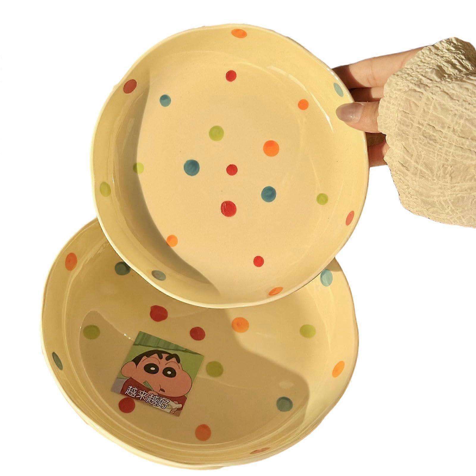 7Inch Ceramic Polka Dot Dinner Plate, Microwave Dishwasher Safe, Scratch and Chip Resistant