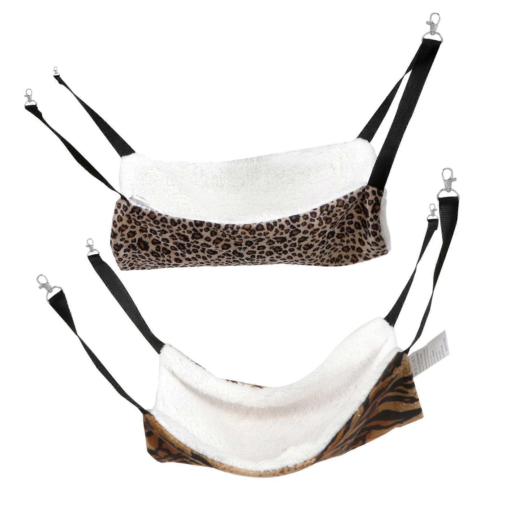 2Pcs Winter Cat Hammock Leopard and Tiger Print Pet Hanging Bed for Small Animals Space Saving