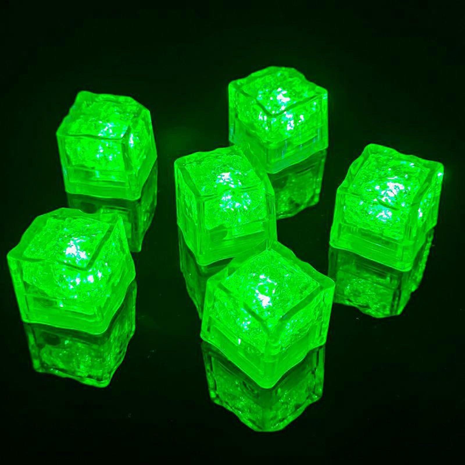 LED Ice Cubes Green 12 Pack Liquid Activated Waterproof Light Up Ice Cubes for Party Drinks Wedding