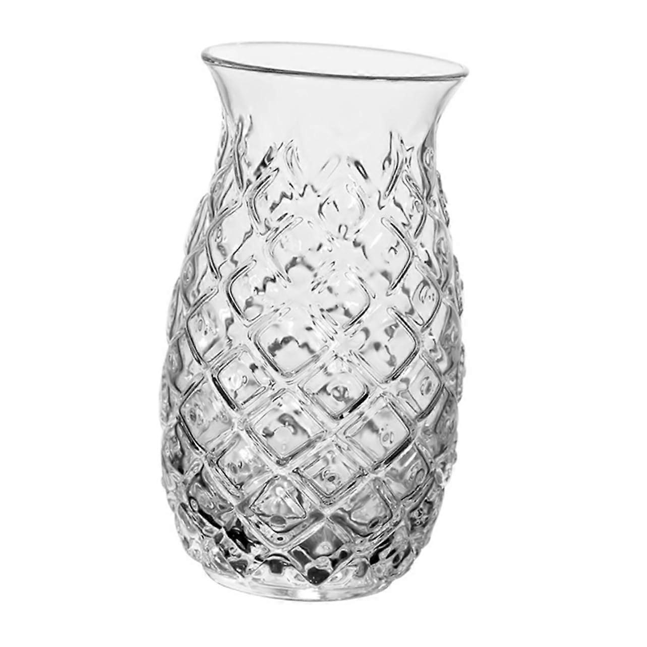 Glass Drinking Cup with Ergonomic Grip and Pineapple Pattern for Wine Water Milk Party