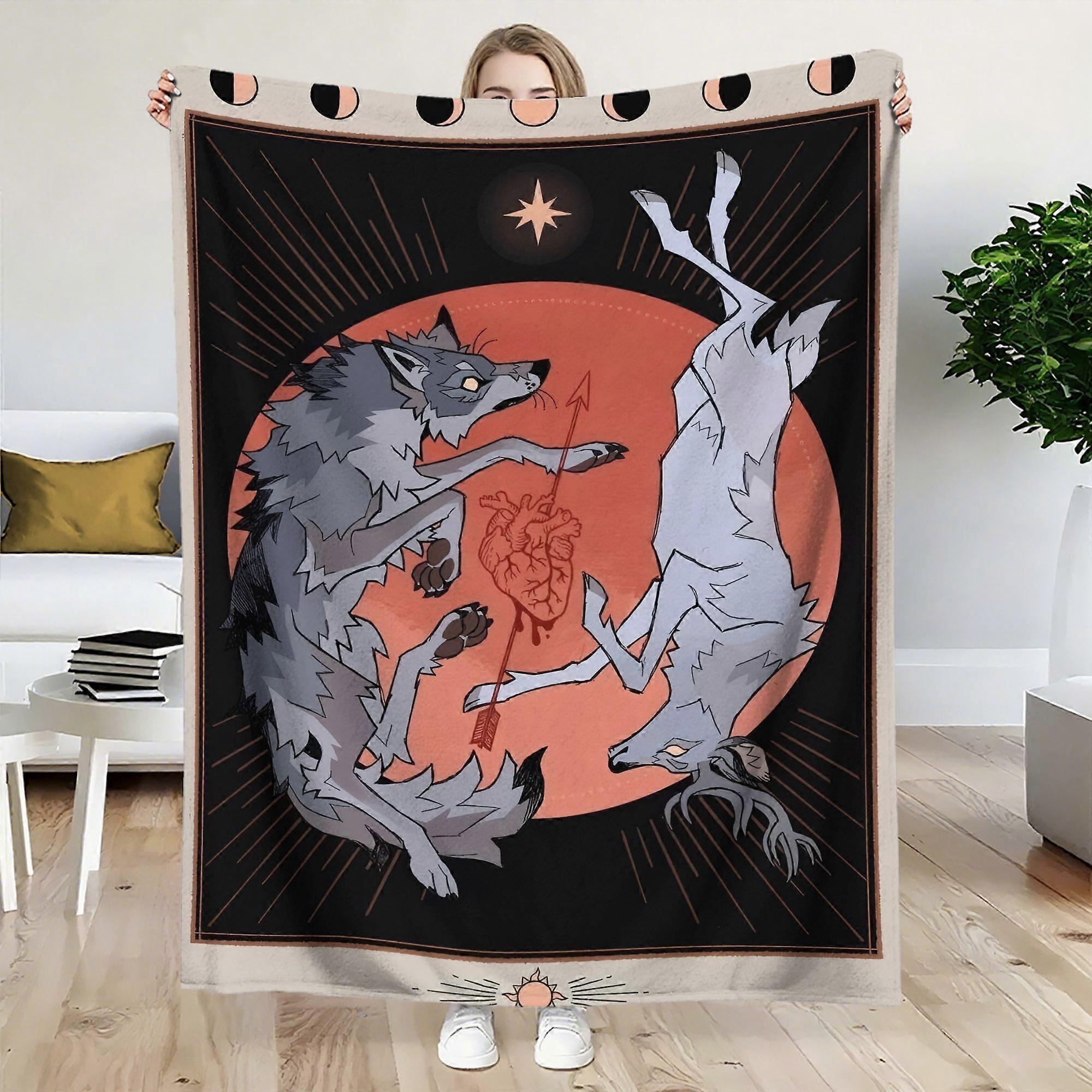 Magic Wolf Tarot Theme Luxury Flannel Blanket  Soft Lightweight