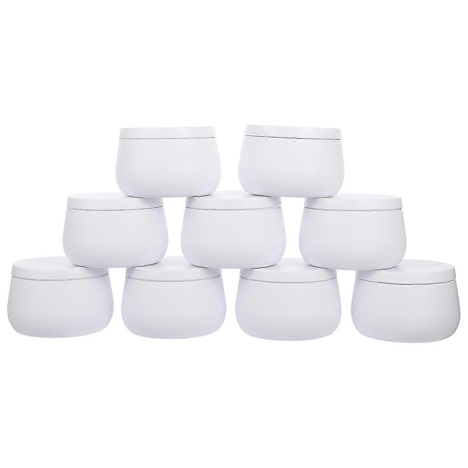 Tea Tin Can for Storage 9Pcs White Round Candy Craft Storage Box