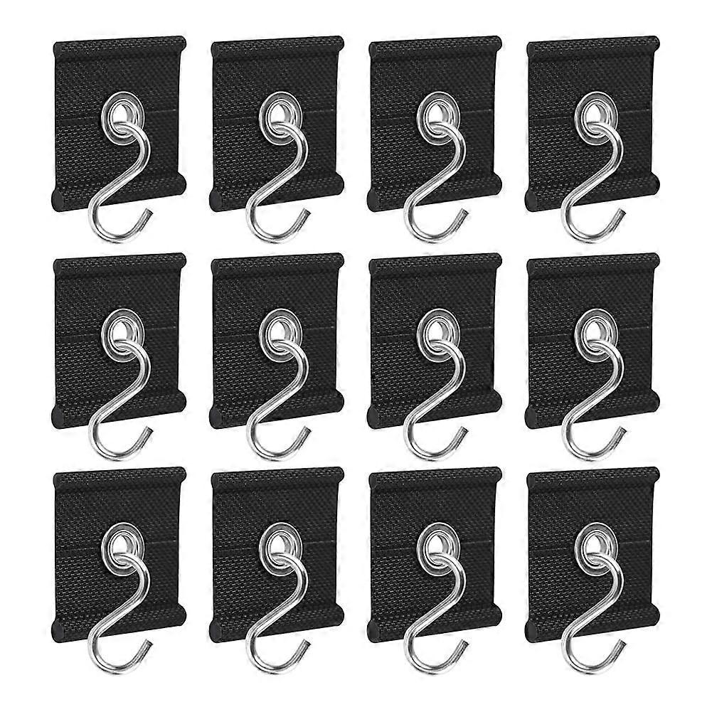 12PCS RV Awning Hooks for Piping Rail, Durable Outdoor S Hooks, Quick Tool Install