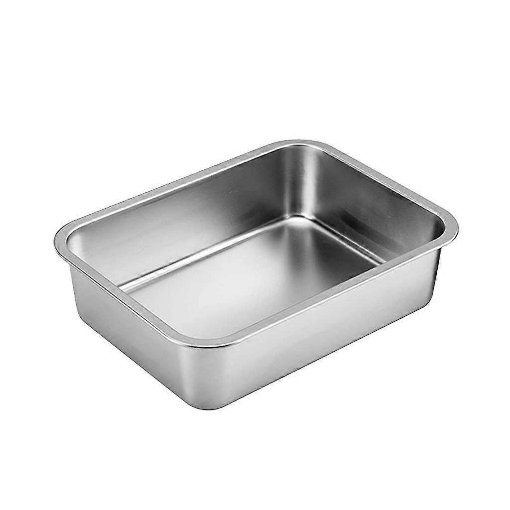 Stainless Steel Litter Box for Cats, Rust Proof Odorless Deep Square Design, Easy Kitten Access