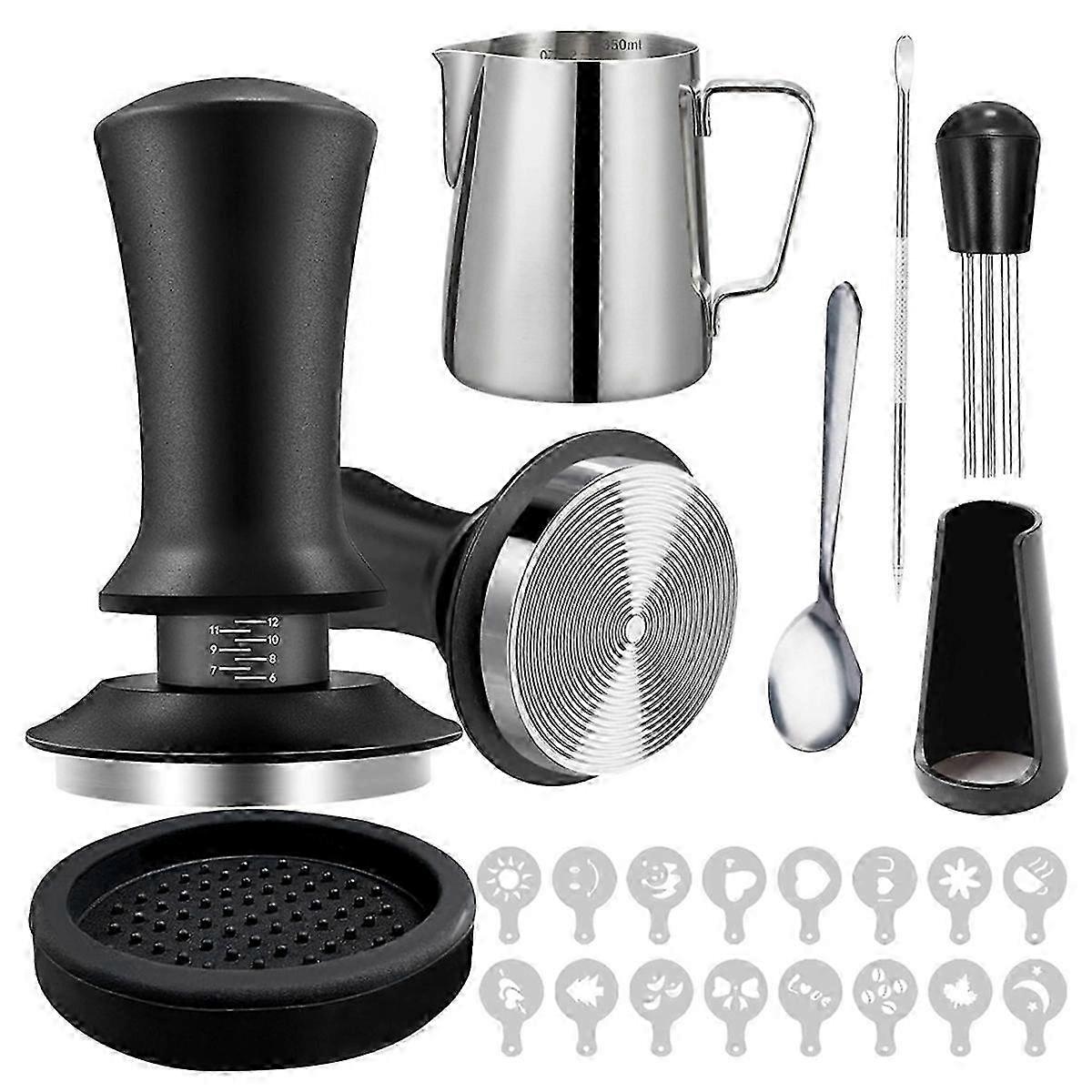 22 PCS Espresso Accessories Set with Tamper, WDT Tool, Stirrer & Pitcher 51mm