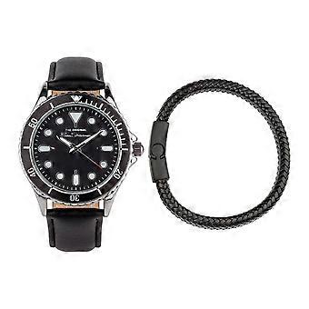 Ben Sherman klocka med svart rem, svart urtavla, svart armband, presentset