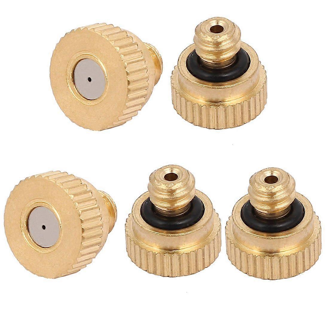 0.5mm Brass Misting Nozzle 5 Pack Fine Mist Atomization Consistent Spray Pattern Gold Tone