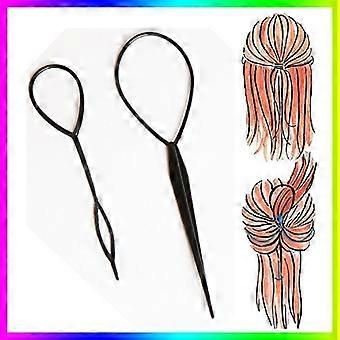 Hair Braid Tool Set – 2 Pieces Black Hair Tool for Fast Ponytail Styling and Easy Braiding