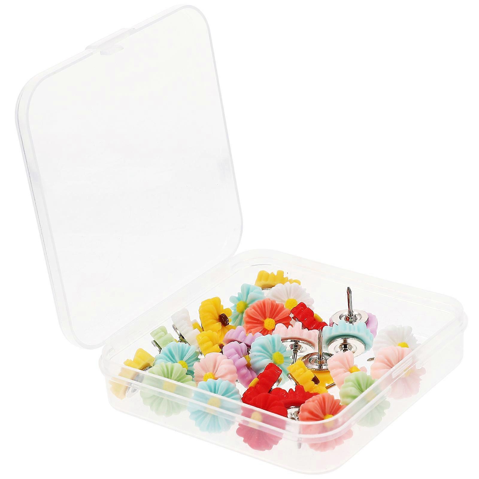 30pcs Flower Shape Push Pin Multi-function Thumbtacks Delicate Thumb Tacks Map Supply