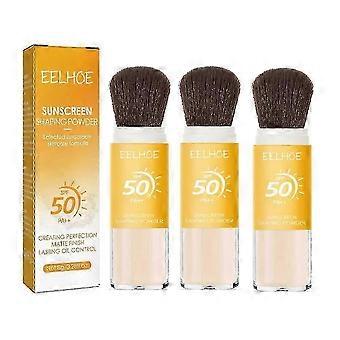 3 Sonnenschutz-Styling-Puder LSF 50 PA++ Mineralischer Sonnenschutz-Pinselpuder Ölregulierung Natürliches, mattes Finish Langanhaltend Leicht Atmungsaktiv Set-BQB
