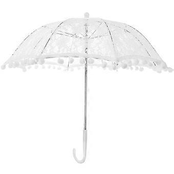 Weißer Sonnenschirm mit Spitze für Braut und Brautjungfer, geeignet für Hochzeitsanlässe, mit Stickereien, 1 Set