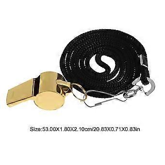Golden Stainless Steel Whistles, 2Pcs with Lanyard for Sports and Emergency