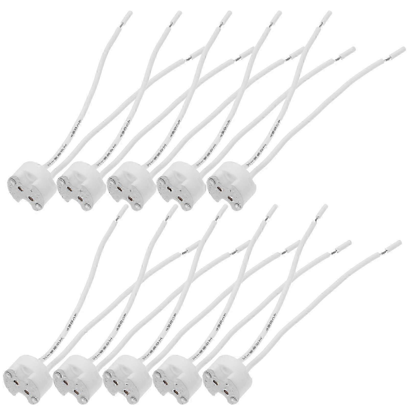 Lamp Socket Ceramic Base for Lamp Use Silver Wire Connector 10Pcs