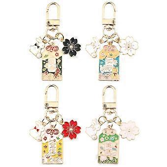 4 st. japanska nyckelringar i japansk stil, dekorativa körsbärsblommor, hängande hängen