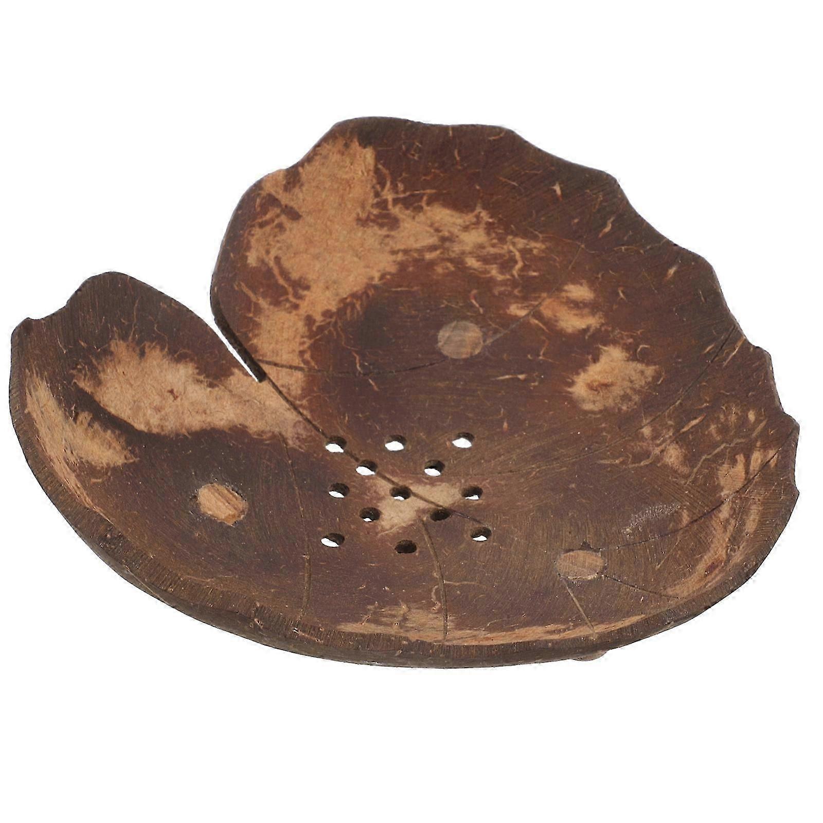 Light Brown Bathroom Soap Holder with Draining Function 2Pcs Coconut Shell