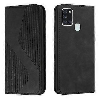 Slim hoesje van PU-leer met portemonneefunctie, magnetische sluiting, kaartsleuven, standaard en schokbestendige flip-stand voor Samsung Galaxy A21S