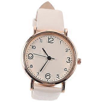 Reloj casual para mujer Reloj de pulsera de correa de cuero PU de moda Reloj de cuarzo para damas y niñas (blanco)