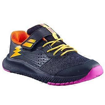 Chaussures de tennis Babolat pour enfants, motif éclair, en cuir avec fermeture auto-agrippante