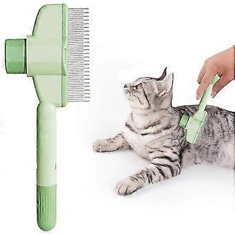 Kattenborstel met Ontgrendelingsknop, Kam voor het verwijderen van huisdierenhaar, Zelfreinigend met Lange & Korte Roestvrijstalen Metalen Tanden voor Afstoten, Vlooienkam voor Binnen C