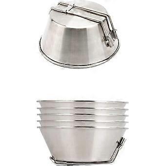 Camping Bowl Dobrável Tigela de Aço Inoxidável Foldable Handle Outdoor Multifunction Bowl Food Storage Bowl Protable Camping Bowlsilver5pcs