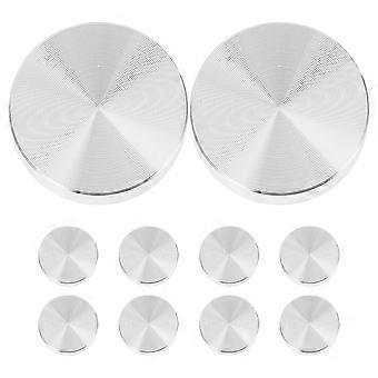 Conjunto de 10 discos redondos de alumínio com rosca M6, 30 mm, para suporte de mesas de vidro e vitrines.