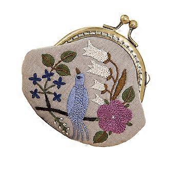 1 Set Handmade Embroidery Starter Kit Kiss Clasp Lock Coin Purse Clutch Bag DIY Embroidery Tools Kit with Wool Needle Accessories Kit for Women Girls 