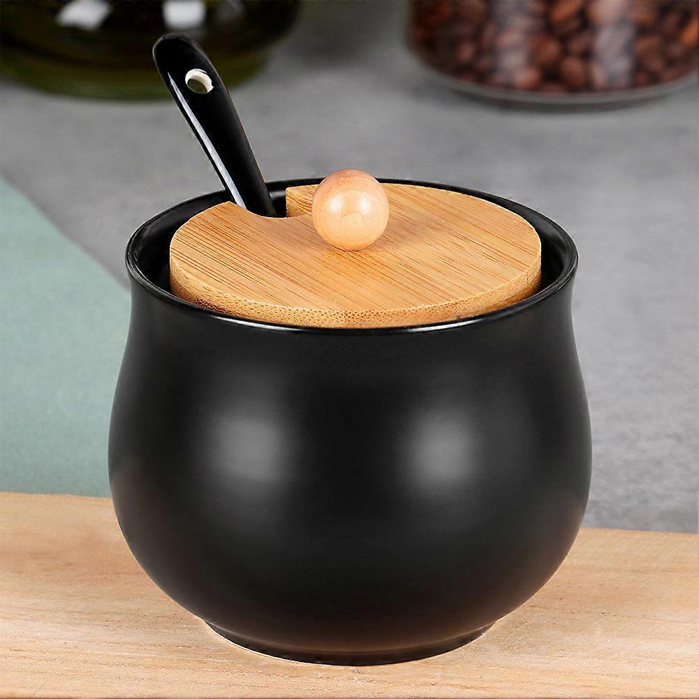 Zuckerdose aus schwarzer Keramik