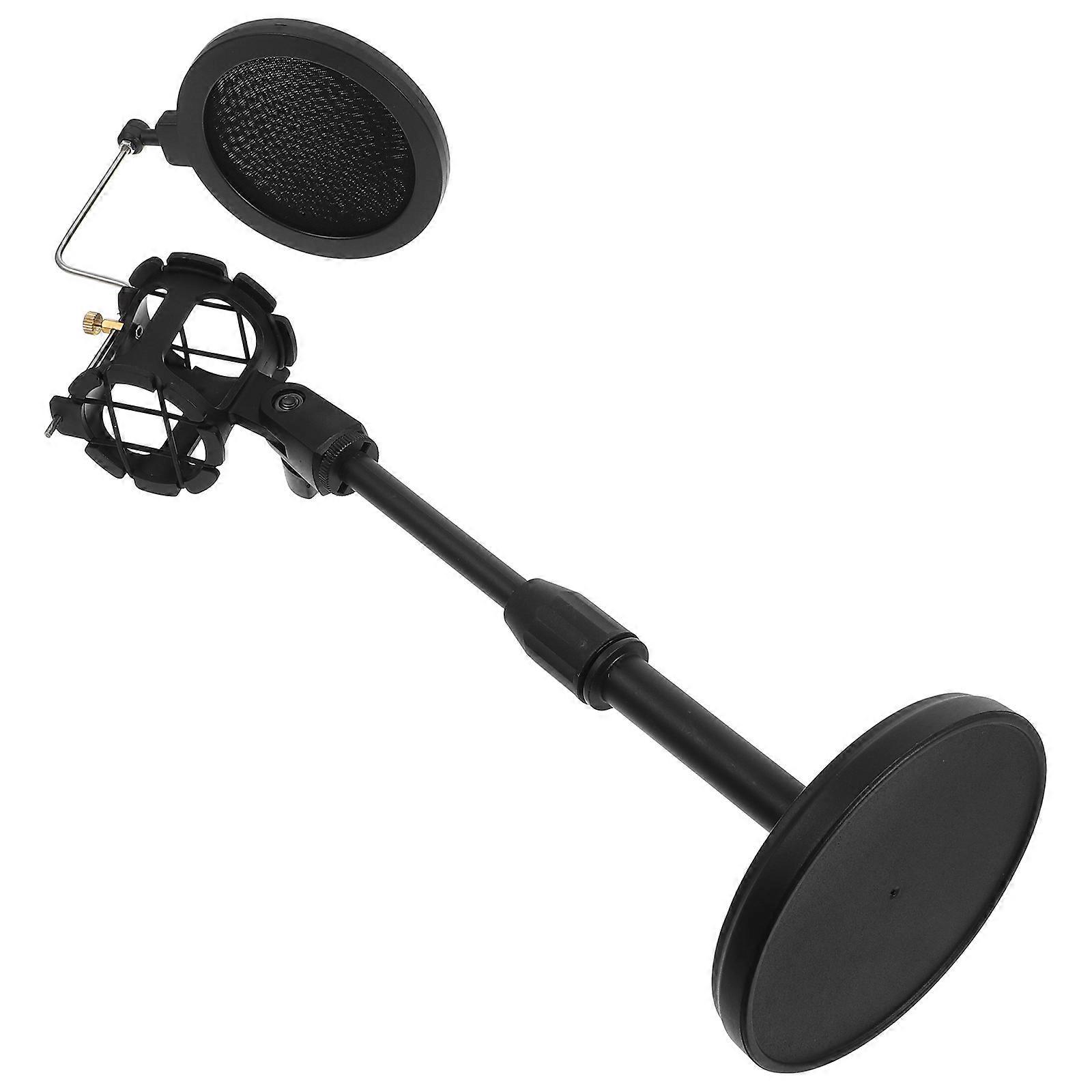 1Pc Practical Microphone Clip Adjustable Desktop Mic Microphone Filter  Black