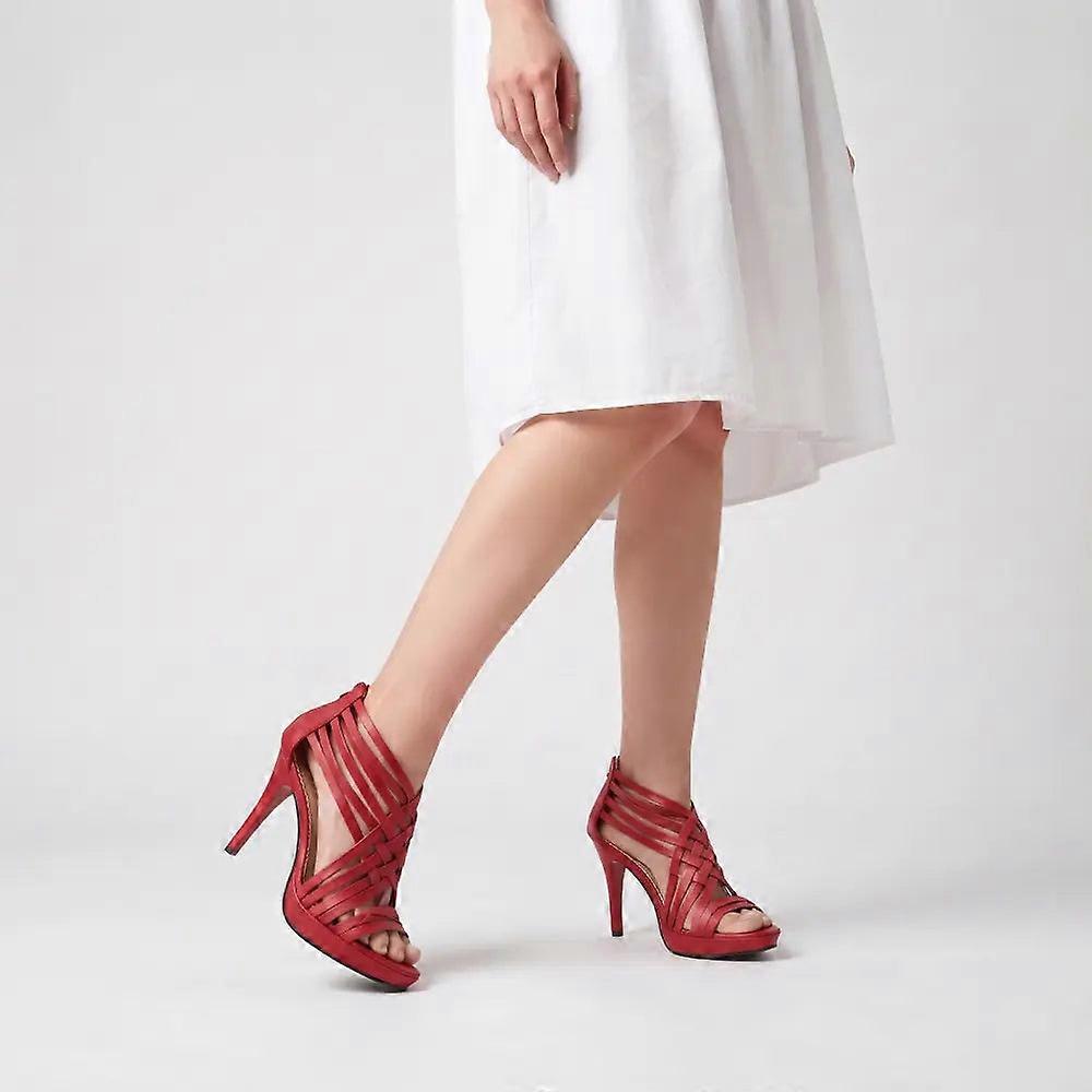 Red Platform Strappy Sandals