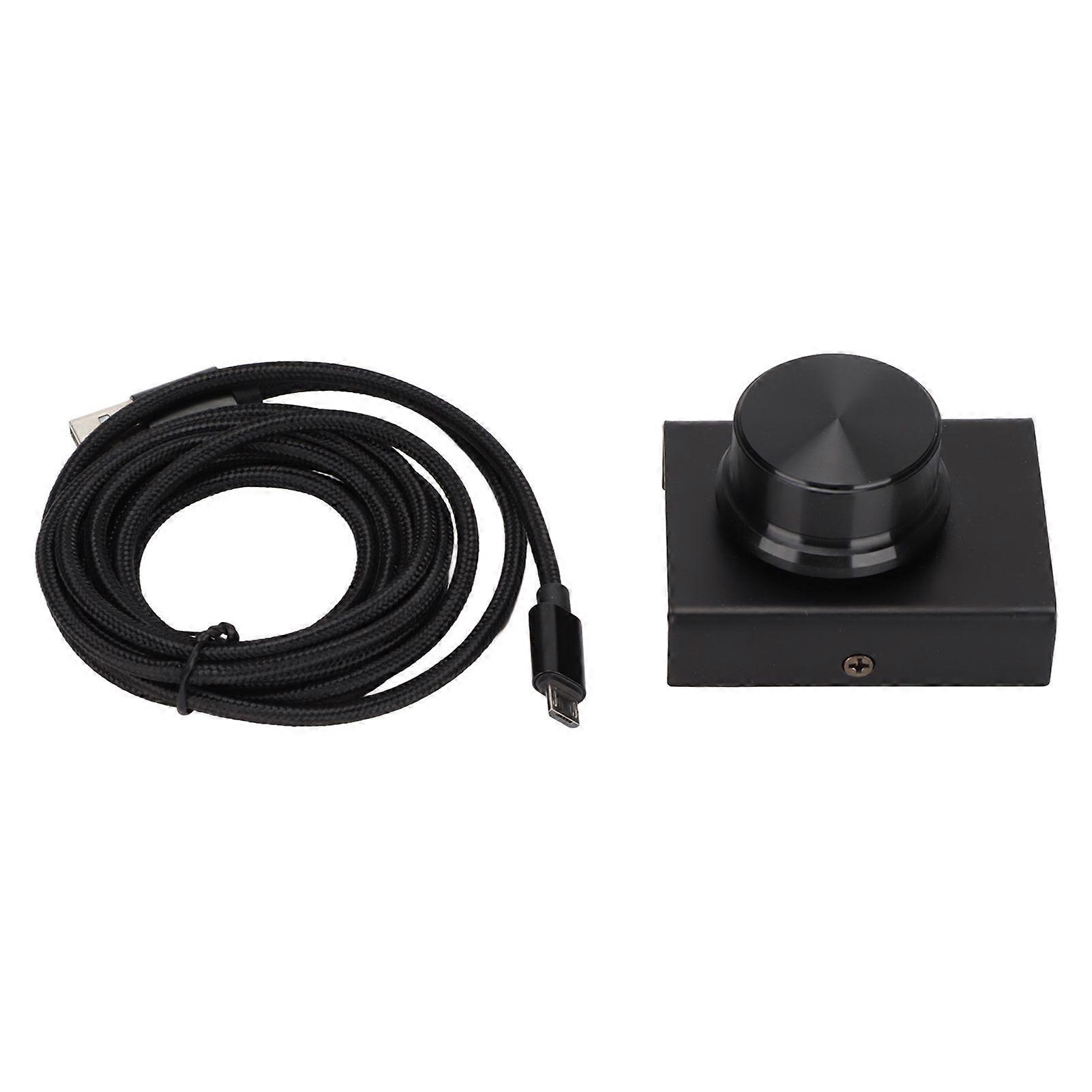 USB Volume Control One Key Mute Function 2m/6.6ft Cable Metal Case Black Computer Volume Knob for Win