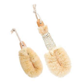 Sisal Body Brush Natural Wood Exfoliating Bath Brush Set 8Pcs for Shower