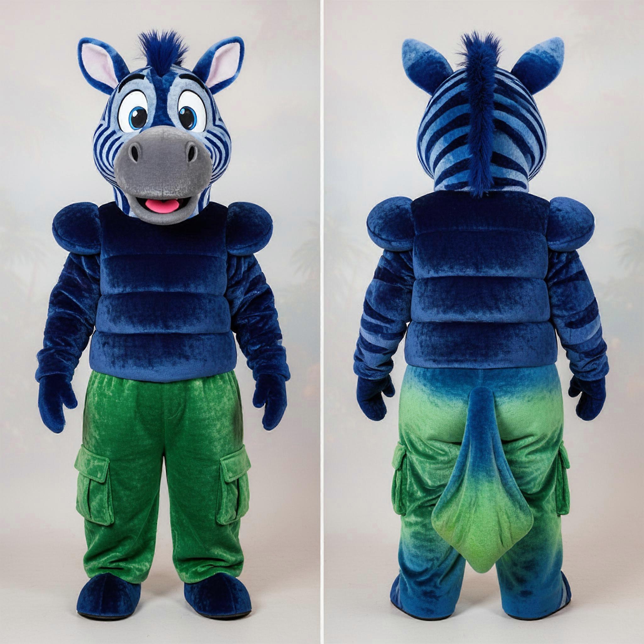 MASTICOT Indigo Blue Cartoon Zebra Mascot