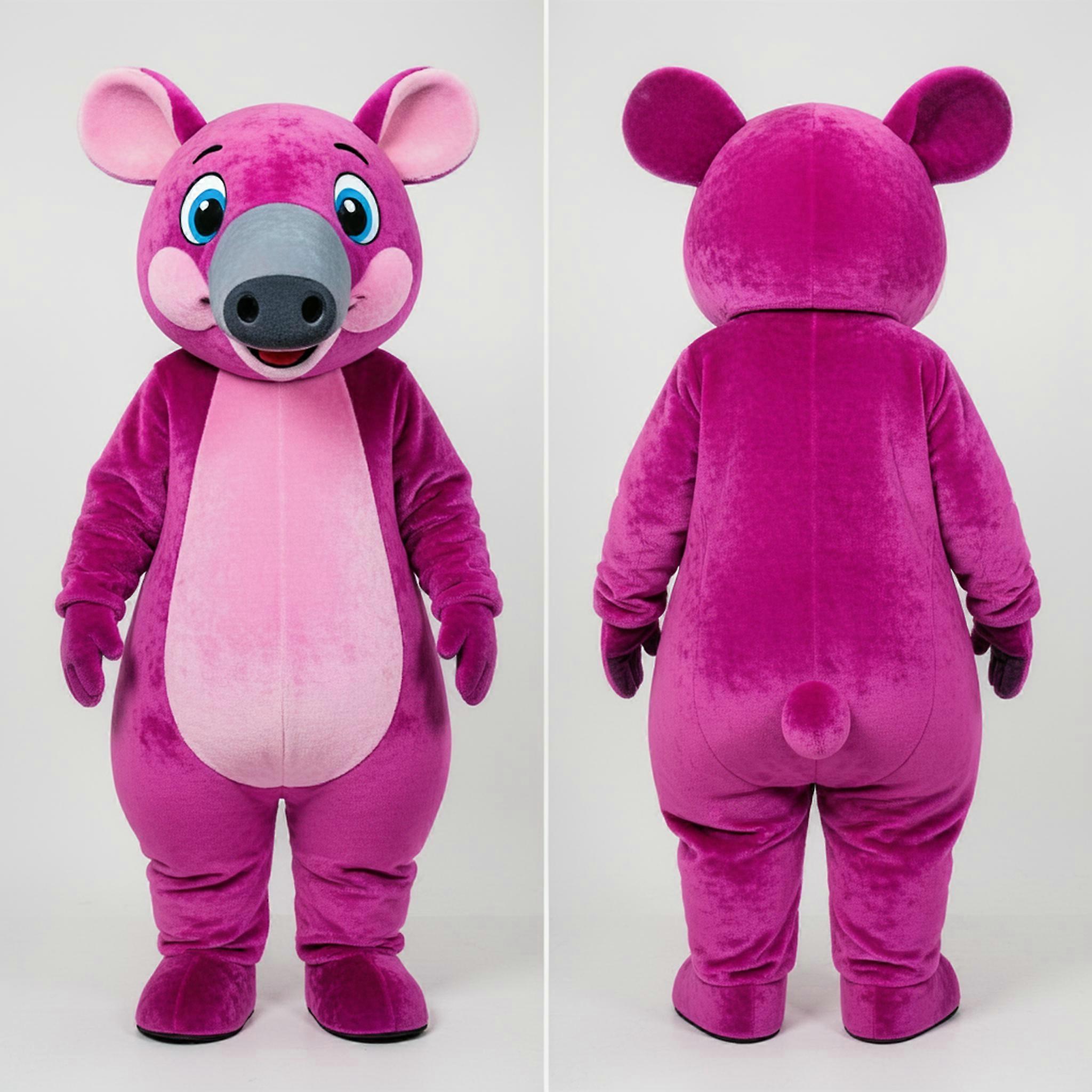 MASTICOT Magenta Cartoon Tapir Mascot