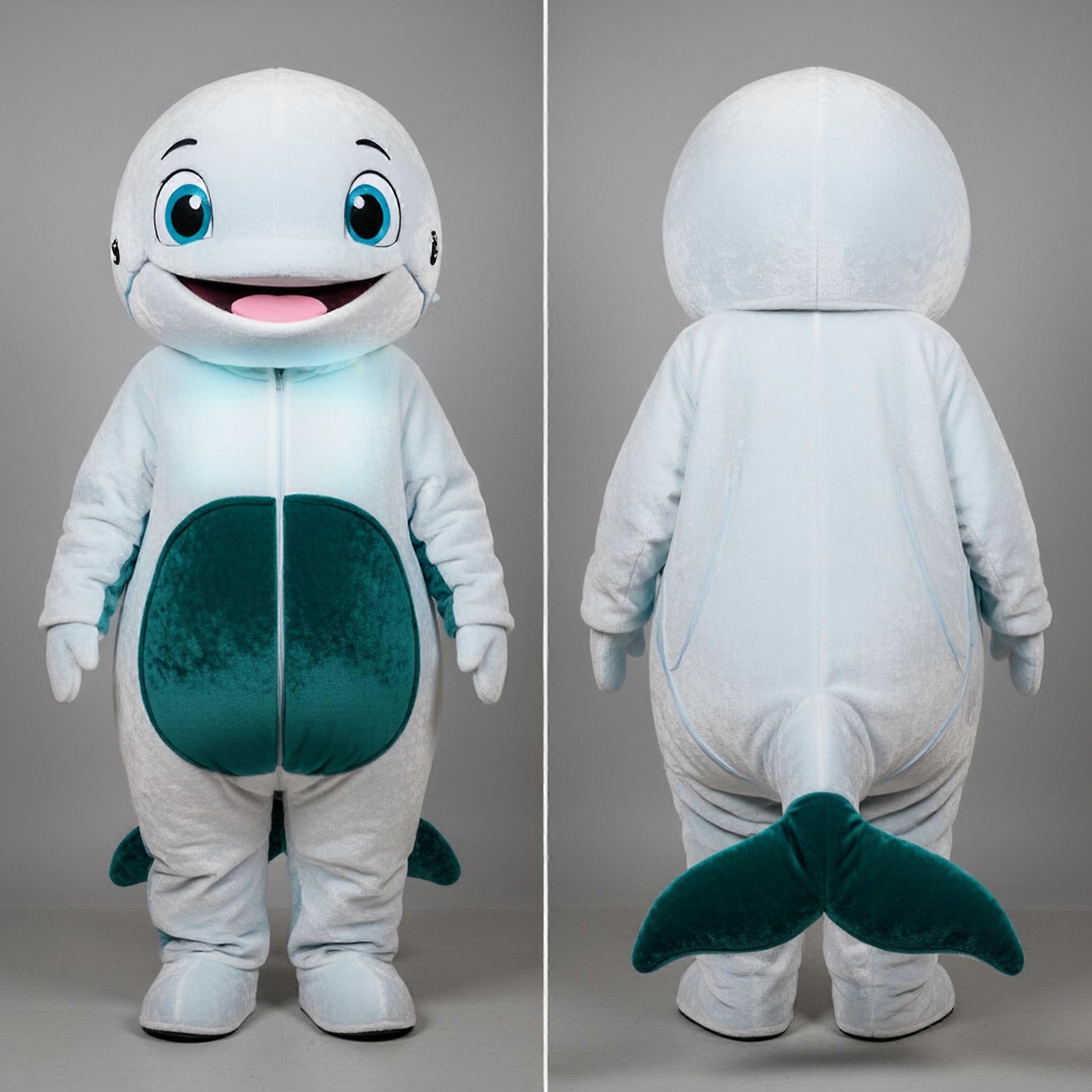 MASTICOT Velvety Blue Rounded Blue Whale Mascot