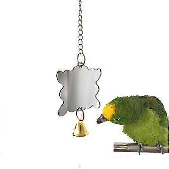 Acrylic Mirror Bird Toy Silver Mirror with Bells for Parrot Fun Activity
