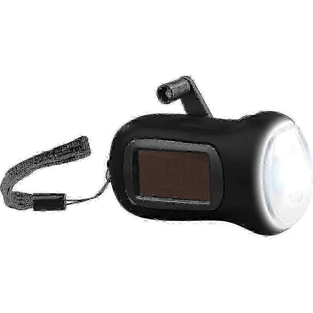 Solar Flashlight Dynamo Flashlight with Solar Panel, Battery Powered Emergency Light for Outdoor