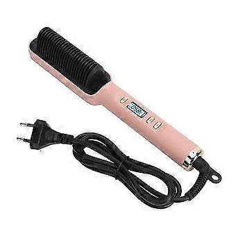 2in1 NegativeIon Hair Straightening Comb, PTC FastHeat Styling Brush with LCD Display for Smooth Hairstyling