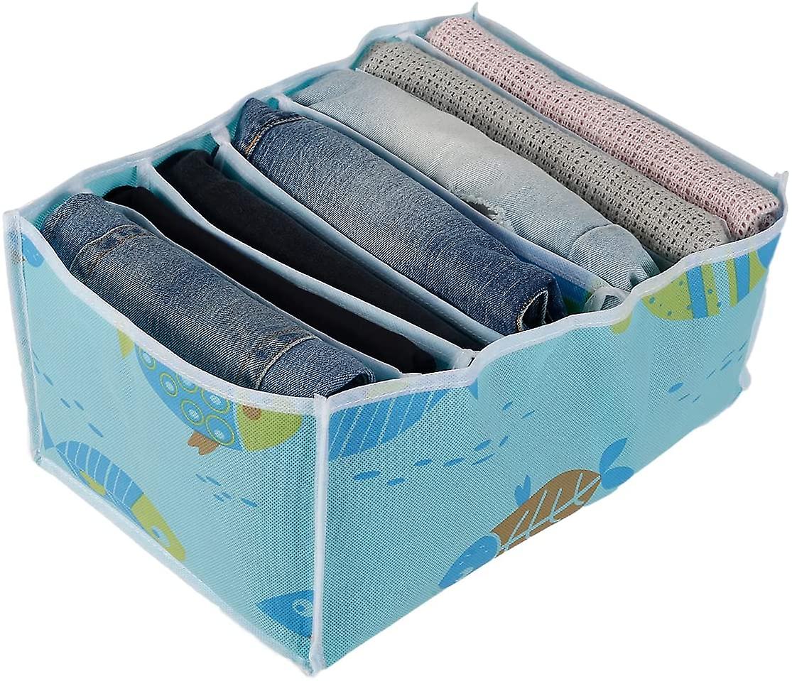 Bra Socks Waterproof Drawer Divider With 7/9 Compartments Collapsible Non-bra Socks -big Seven Grid Small Fish