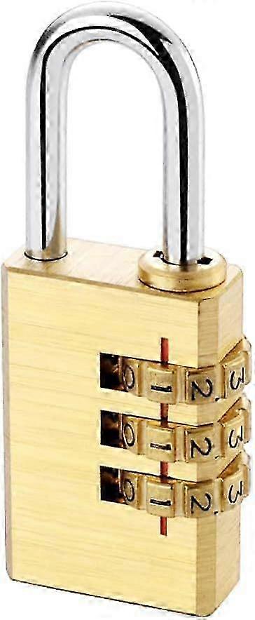 1Pc Gold Portable Mini Brass Code Lock Keyless - 3-Digit Combination Locker