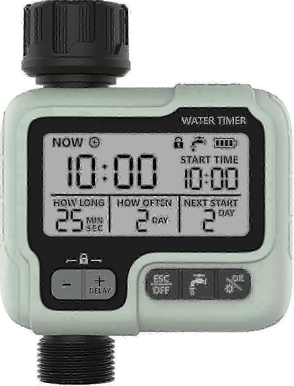 Water Timer Irrigation Timer - IPX5 Waterproof Manual/Automatic Sprinkler with Large LCD Display