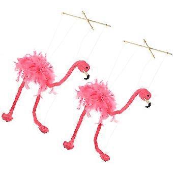Flamingo Plush Marionette Puppet for Plaything 2Pcs Animal String Puppet