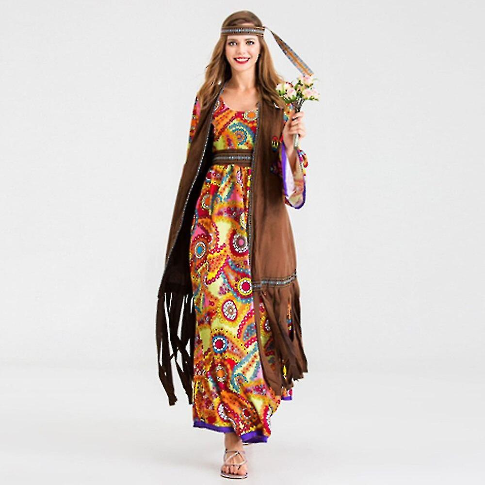 Halloween 60 70 Fancy Dress Adult Women Retro 60s 70s Hippie Love