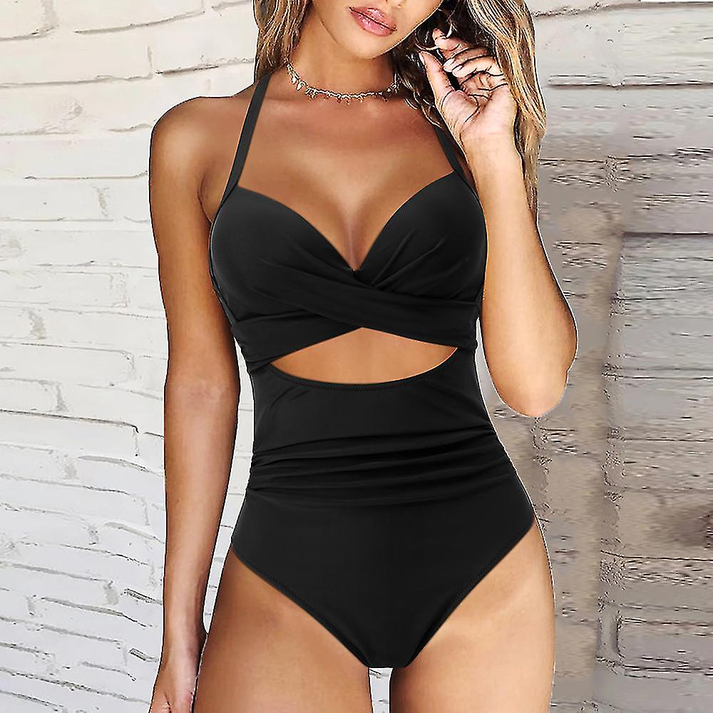 Woman Swimsuit Cut Out One Piece Swimsuit Halter High Waist