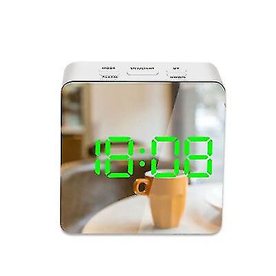 Led Mirror Alarm Clock Digital Snooze Table Clock Wake Up Light Electronic Large Time Temperature Display