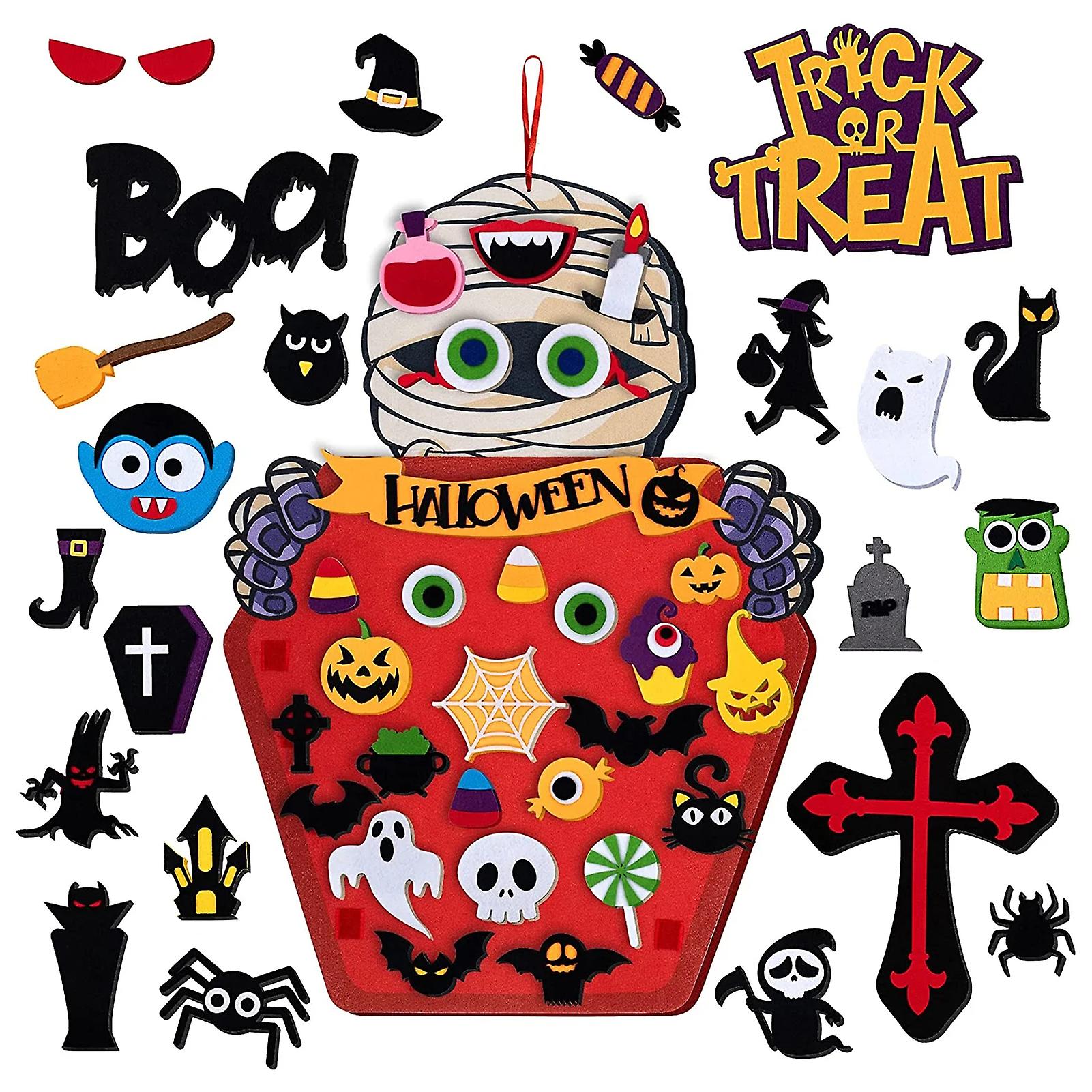 Mummy Shape Felt With Changable Ornaments Cute Cartoon Mummy Appearance For Halloween Party Favor Decorations