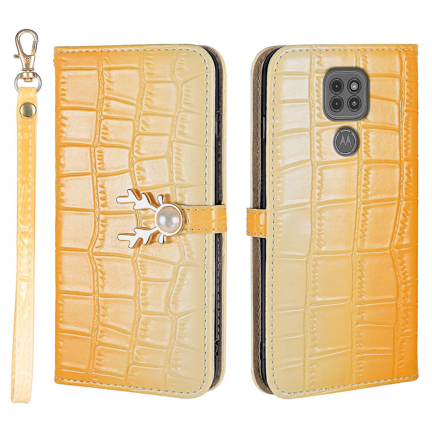 Elk Pattern Phone Case For Moto G9 Play With Card Holder, Lanyard, Pu Leather Material, Wallet Function, Corner Fall Protection