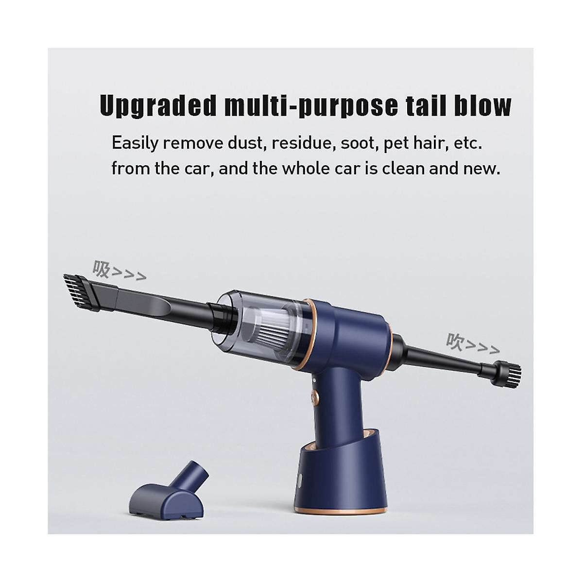80000Pa 2 in 1 Car Vacuum Cleaner Wireless Charging Compressed Air Handheld High-Power Office-Blue