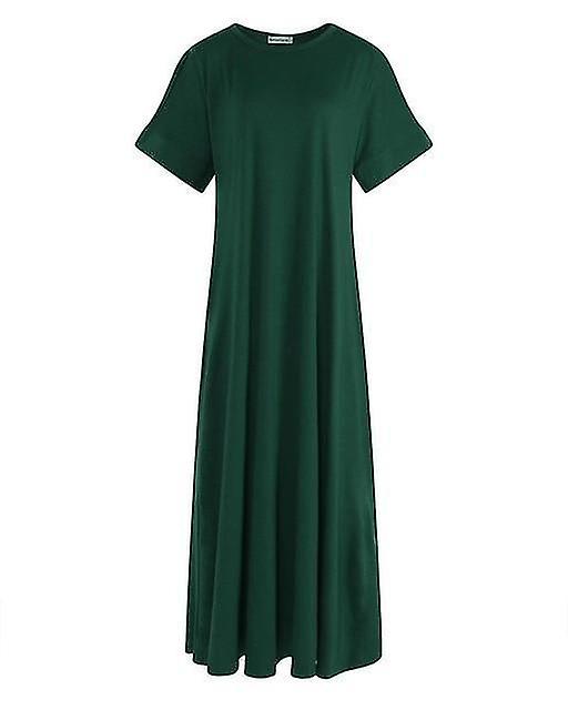 Solid Round Half Sleeve Maxi Dress