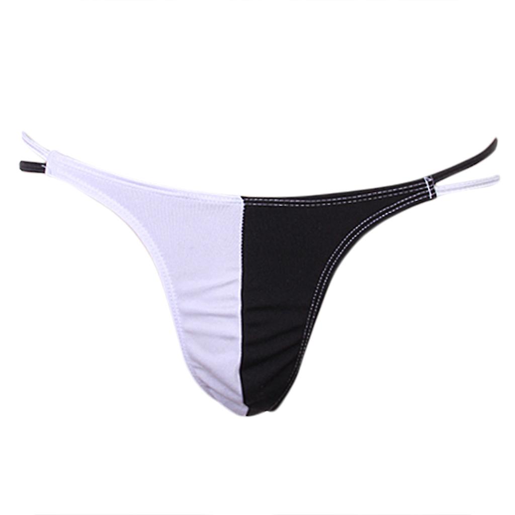 Mens T Dos Stretch Pouch String Sous-vêtements G-string - Noir et Blanc
