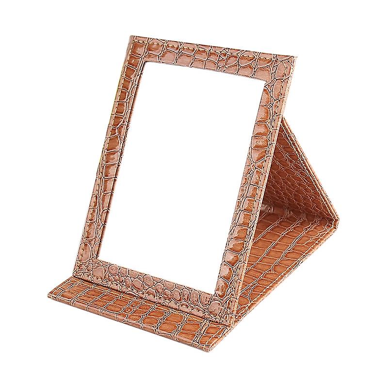 2 PCS Square Stand Leather Make Up Mirror